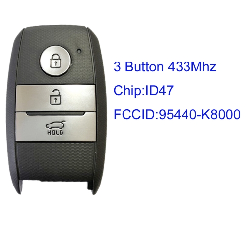 MK130119 3 Button 433mhz Smart Key for K-IA 95440-K8000 Auto Car Key Fob with ID47 Chip Keyless Go