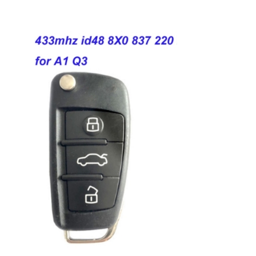 MK090062 3 Button 434MHz Flip Key with id48 Chip for Audi A1 Q3 Auto Car Key Fob 8X0 837 220 Keyless Go