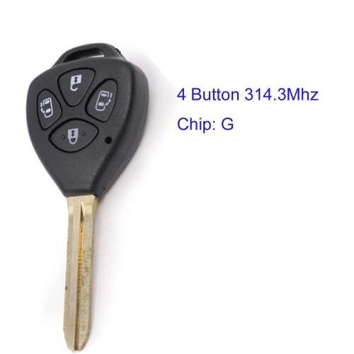 MK190266 4 Button 314.3Mhz Head Key Fob for T-oyota Alphard G 2001 2002 2003 2004,P/N:89070-58260 G Chip