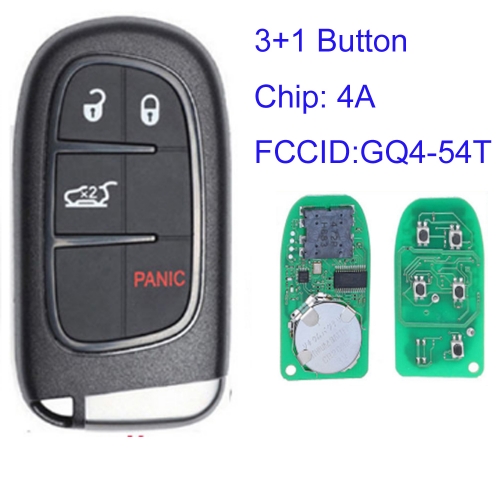 MK300058 3+1 Button 433mhz Smart Key for Jeep Dodge C-hrysler Auto Car Key Remote FCC: GQ4-54T With 4A Chip