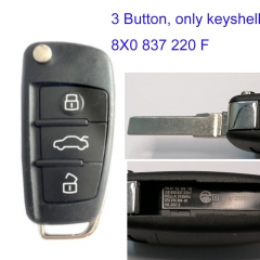 FS090013 3 Button Flip Key Remote Key Cover Case Fit For A-UDI Remote Key Cover Replacement 8X0 837 220 F