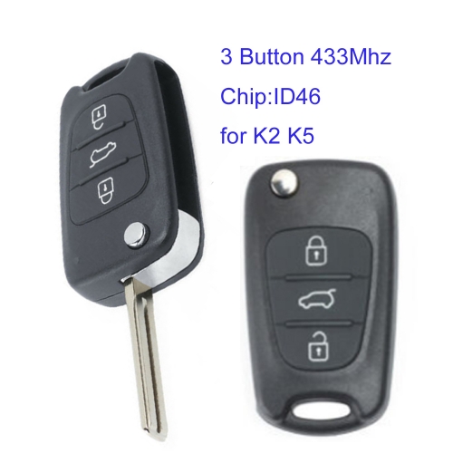 MK130126 3 Button 433MHz Flip Key Remote Key for Kia K2 K5 BEFORE 2015 ID46 Chip Auto Car Key Fob