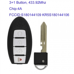 MK210125 3+1 Button 433.92 Mhz Smart Key for N-issan Rogue 2017 2018 Auto Car Key Fob IC 7812D-S180106 4A Chip S180144109 KR5S180144106 285E3-6FL2B