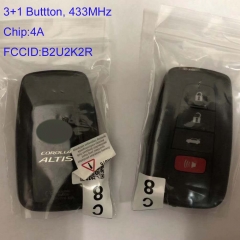 MK190017 Original 3+1 Button 433mhz 4A Chip Smart Key for Corolla Altis Auto Keyless Go Proximity Key