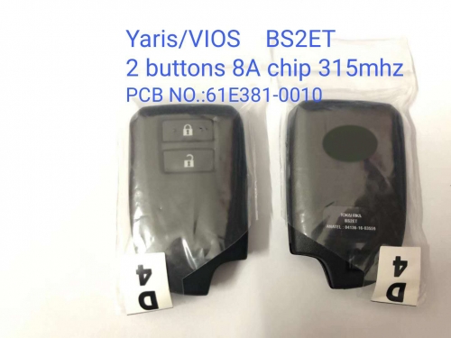 MK190009 Original 2 Button Smart Key 315mhz BS2ET H Chip for Yaris Vios Keyless Go Entry Car Keys