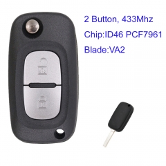 MK230054 2 Buttton 433Mhz FSK Flip key for R-enault Clio 3 Kangoo Master Clio 3 Twingo, Modus 2006 ID46 Chip