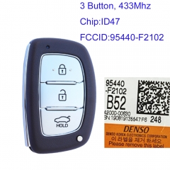 MK140166 3 Button 433MHz Smart Key Smart Card for H-yundai Elantra 2019 ID47 Chip 95440-F2102 Keyless Go