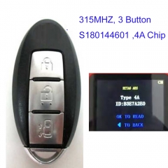 MK210129 315MHz ASK 3 Button Keyless Go Smart Remote Key Fob for N-issan Serena 2017 2018 2019 2020 S180144601 4A Chip