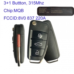 MK090085 Original 3+1 Button 315MHZ MQB Smart Key for Audi  A1 A3 Q3 Remote key 8V0 837 220A Flip Key Fob