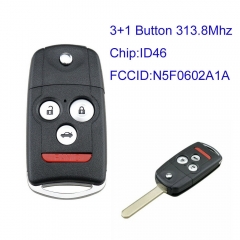MK550010 3+1 Button 313.8Mhz Flip Key for H-onda Acura RDX MDX 2007 2008 2009 Auto Key Remote with ID46 Chip FCCID N5F0602A1A IC: 3248A-0602A1A