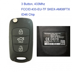 MK130139 3 Button 433MHz Folding Flip Remote Key Fob for Kia 433-EU-TF SKEX-AM08FTX ID46 Chip