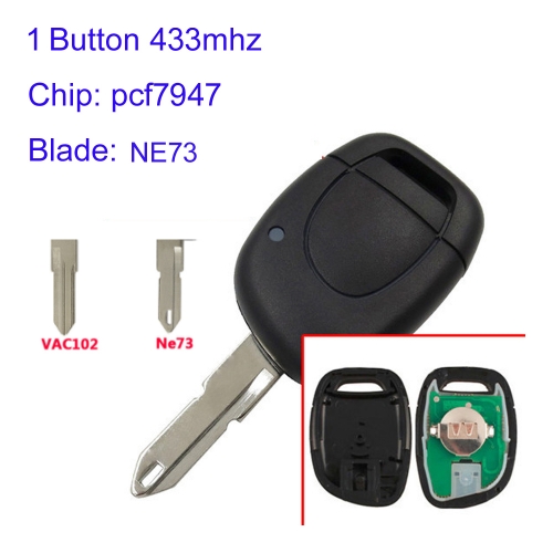 MK230051 433MHz Head Key for R-enault Clio & Kangoo 2001-2006 Car Key Fob With PCF7947 Chip
