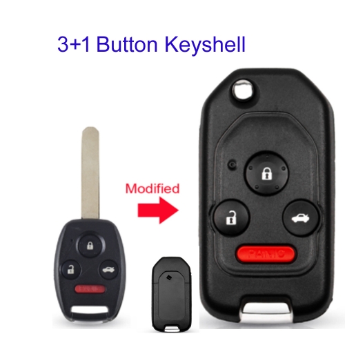 FS180055 3+1 Buttons Car Key Shell For Honda Accord Civic 2006-2011 CRV 2018 Pilot Fit Durable Modified Shell Case Without button pad