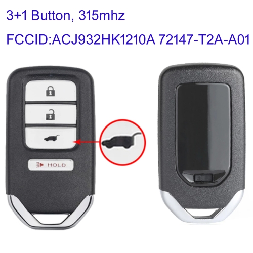 MK180195 3+1 Button 315MHz Remote Key for Honda Accord Civic Remote Key Fob ACJ932HK1210A 72147-T2A-A01/ A11/ A12/ A21 id47