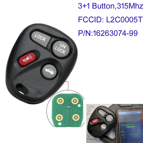 MK340025 315MHz 3+1 Button Remote Car Key for C-adillac Chevrolet for P-ontiac for Saturn for GMC #: 16263074-99  L2C0005T
