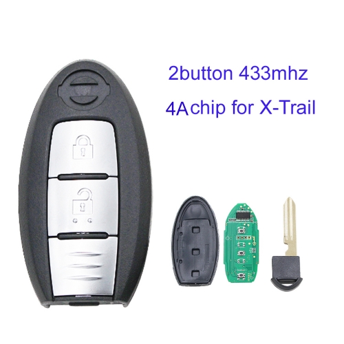 MK210011 2 Button Smart Car Key 433mhz 4A Chip for New X-Trail Auto Key Fob
