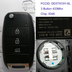 MK130155 3 Button 433MHZ Folding Flip Remote Key Fob for Kia DD3TX1311-SL ID46 Chip Auto Car Key