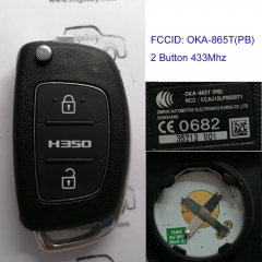 MK140224 2 Button 433MHz Remote Control Flip Folding Key for H-yundai Car Key Fob H350 OKA-865T(PB)
