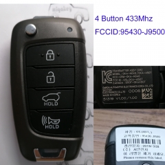 MK140226 4 Button 433MHz Remote Control Flip Folding Key for H-yundai Kona 2018-2019 Car Key Fob 95430-J9500