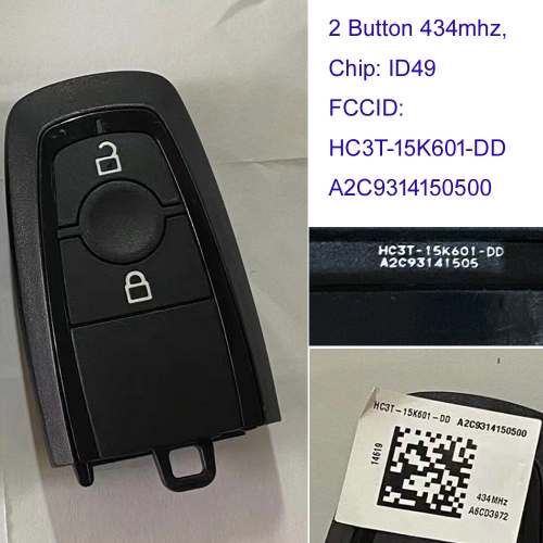 MK160140 434MHZ 2 Button Smart Key for Ford Explorer Mondo 2017+  HC3T-15K601-DD, A2C9314150500 Keyless Go Key