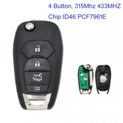 MK280094 3 Button 315/433MHZ with ID46 PCF7941 Chip Remote Key fob For Chevrolet Cruze Aveo 2014-2018 Flip Key