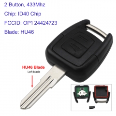 MK460031 2 Buttons 433Mhz Remote Key For Opel Vauxhall Vectra Zafira OP1 24424723 ID40 Chip FCCID: OP1 24424723 Blade HU46