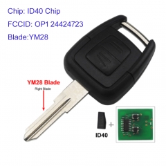 MK460030 2 Buttons 433Mhz Remote Key For Opel Vauxhall Vectra Zafira OP1 24424723 ID40 Chip FCCID: OP1 24424723 Blade YM28
