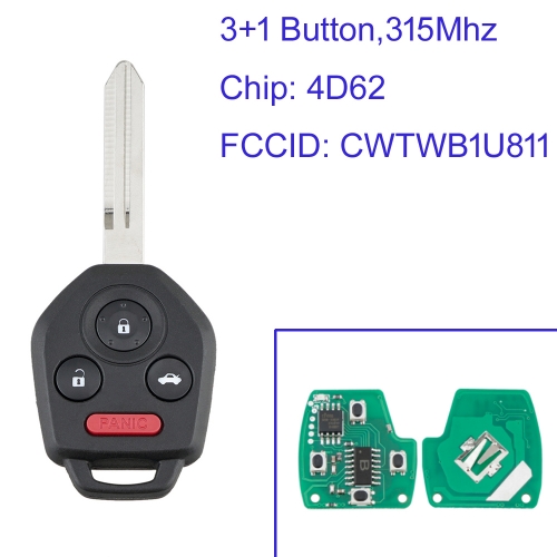 MK450028 3+1 Button 315Mhz Remote Key Fob for r Subaru Tribeca 3.6L Base 2011 2012 2013 CWTWB1U811 4D62 Chip