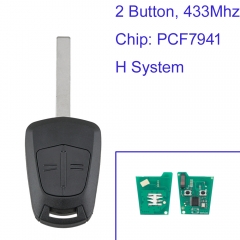 MK460034 2 Button 433mhz Remote Key for Opel/Vauxhall Astra H 2004 - 2009, Zafira B 2005 - 2013 H System PCF7941 Chip