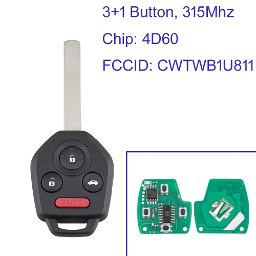 MK450026 3+1 Button 315Mhz Remote Key Fob for Subaru L-egacy Outback Tribeca B9 CrossTrek CWTWB1U811 4D60 Chip
