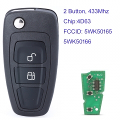 MK540065 2 Button Flip Remote Key 433MHz FSK 4D63 Chip For Mazda 3 2008-2012 BT50 2011-2015 5WK50165