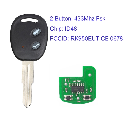MK280099 2 Button Remote Key 433.92Mhz With ID48 Chip For Chevrolet Aveo 2009-2016 RK950EUT CE 0678
