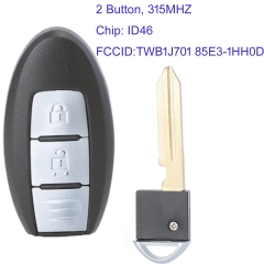 MK210143 2 Button Remote Key 315Mhz ID46 Chip for N-issan hard body 2.7disiel model 2017 Micra K13 March K13 Leaf 2012-2016 TWB1J701 85E3-1HH0D