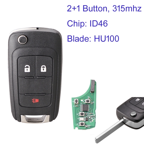 MK290024 2+1 Button 315Mhz Remote Flip Key for Chevrolet Cruze Aveo Orlando ID46 Chip Foling Key Fob HU100 Blade