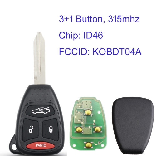 MK310068 3+1 Button 315Mhz Remote KeyFob for Dodge C-hrysler Jeep Dakota Durango Charger 300 Aspen Grand Cherokee Auto Car Key KOBDT04A