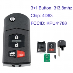 MK540071 3+1 Button 313.8MHz Flip Key for Mazda 6 Sedan RX-8 2005 2006 2007 2008 Remote Auto Car Key Fob With 4D63 Chip KPU41788