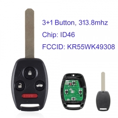 MK180217  3+1 Button 313.8mhz Head Key for Honda  Pilot Accord Sedan 2008-2012 PCF7961 Chip KR55WK49308
