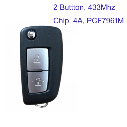 MK210110 2 Button 433Mhz Flip key Remote Key for N-issan Qashqai X-Trail P-ulsar Micra Juke CWTWB1G767 Auto Car Key Fob with 4A Chip