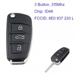 MK090099 3 Buttons 315MHz Remote Car Key for Audi A4 S4 2006-2010 Upgraded Remote Key Fob 8E0837220L 8E0 837 220L with ID48 Chip