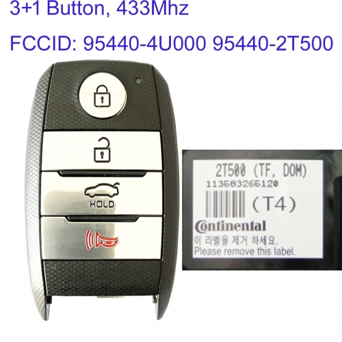MK130129  3+1 Button 433MHz Smart Key for Kia Optima 2014-2015 H-YBRID SY5XMFNA433 95440-4U000 95440-2T500 Car Key Fob Keyless Go