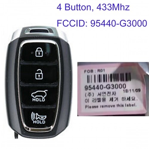 MK140169 4 Button 433MHz Smart Key for H-yundai  Elantra GT 2018-2019 FCCID 95440-G3000 Remote Key Fob Keyless Go