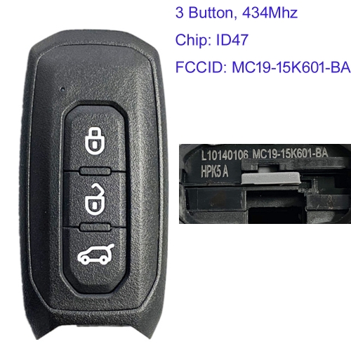 MK160128 3 Button 434MHz Remote Key For Ford Tourneo Transit 2020  With ID47 CHIP MC19-15K601-BA  Auto Car Key Fob