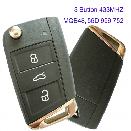 MK120037 Original 3 Buttons 434 MHz Smart Proximity Key for VW Passat  MQB48  CHIP 56D 959 752 Keyless Go  56D 959 753