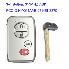 MK190352 3+1 Button 314.3MHz ASK Smart Key for T-oyota Avalon Camry 2007 2008 2009 2010 Corolla 2011 2012 2013 2014 Key Fob 271451-3370 HYQ14AAB