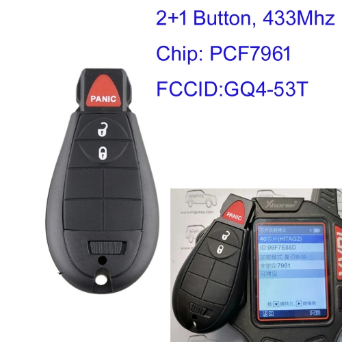 MK300091 2+1 Button 433mhz Remote Control Fobik Key for Jeep Cherokee 2014-2018 PCF7961 Chip GQ4-53T Auto Car Key Fob