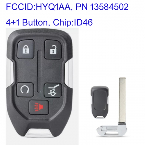 MK280112 4+1 Button 315Mhz Smart Key Remote Key for Chevrolet GMC FCCID:HYQ1AA, PN 13584502 With ID46 Chip