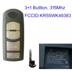 MK540081 4 Button 315MHz Smart Key for Mazda 6 2009 - 2013 Siemens VDO System KR55WK49383 5WK49383 Pn GSYL-67-5RY Car Key Fob Keyless Go