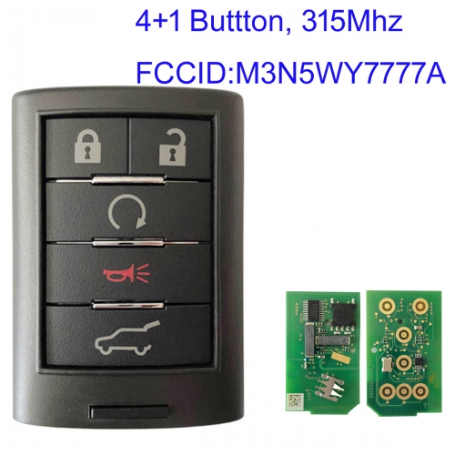 MK340034 Original 4+1 Button Smart Car Key 315mhz ID46 Chip for C-adillac CTS  2010-2014 Smart Card  FCCID PN: 25843983 M3N5WY7777A