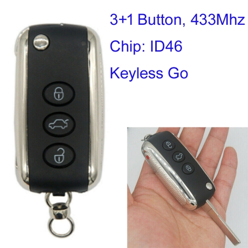 MK520007 3+1 Button Car Key Smart Key 433mhz for B-entley Continental GT GTC Flying Spur 2006-2016 Proximity Flip Key ID46 Chip