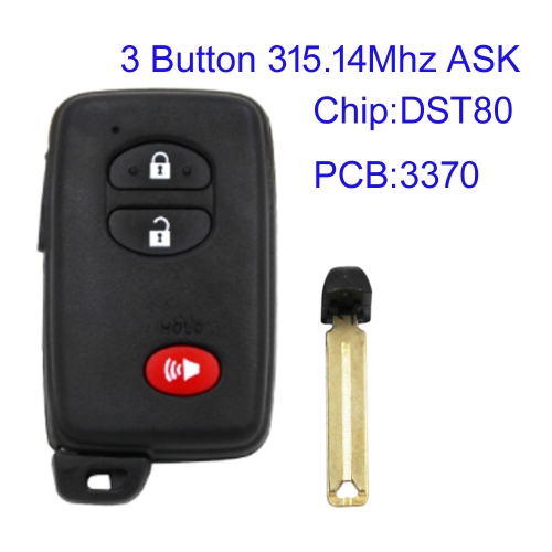 MK190370 2+1 Button  315.14Mhz ASK Smart Key for T-oyota 2008-2015 RAV4 Highlander Landcruiser Keyless Go 3370PCB